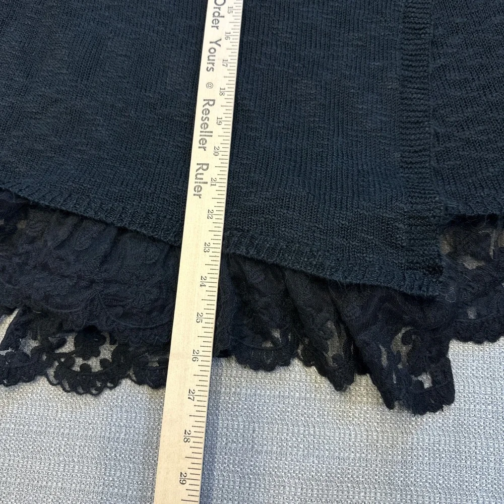 Lace Trim Cardigan Womens XL‎ Black Open Front Boho Romantic Goth Fairy Coquette